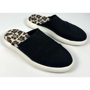 Toms Shoes Womens 9.5 Alpargata Mallow Mules Black Canvas Round Toe Comfort